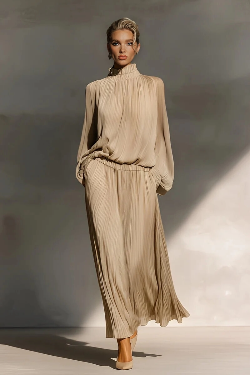 Modern Casual Chiffon High-Neck Ruffled Loose Top - Image 1